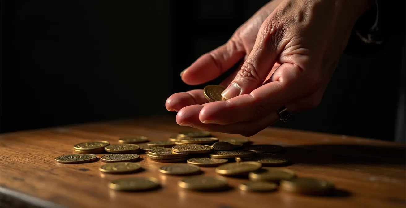 Main âgée tenant des pièces de monnaie, symbolisant la pression financière des coûts de santé.