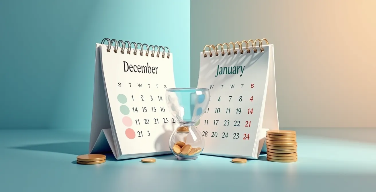 Calendrier avec calculs d'optimisation de remboursements sur décembre et janvier