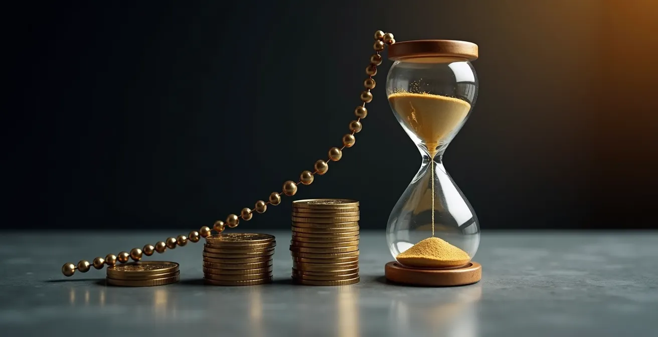 Personne analysant des graphiques de progression de pension avec calculatrice