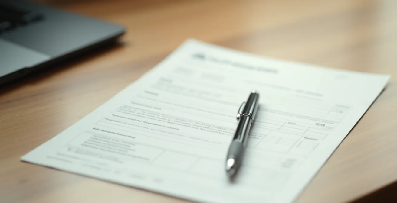 Document de devis normalisé pour audioprothèse posé sur un bureau avec stylo