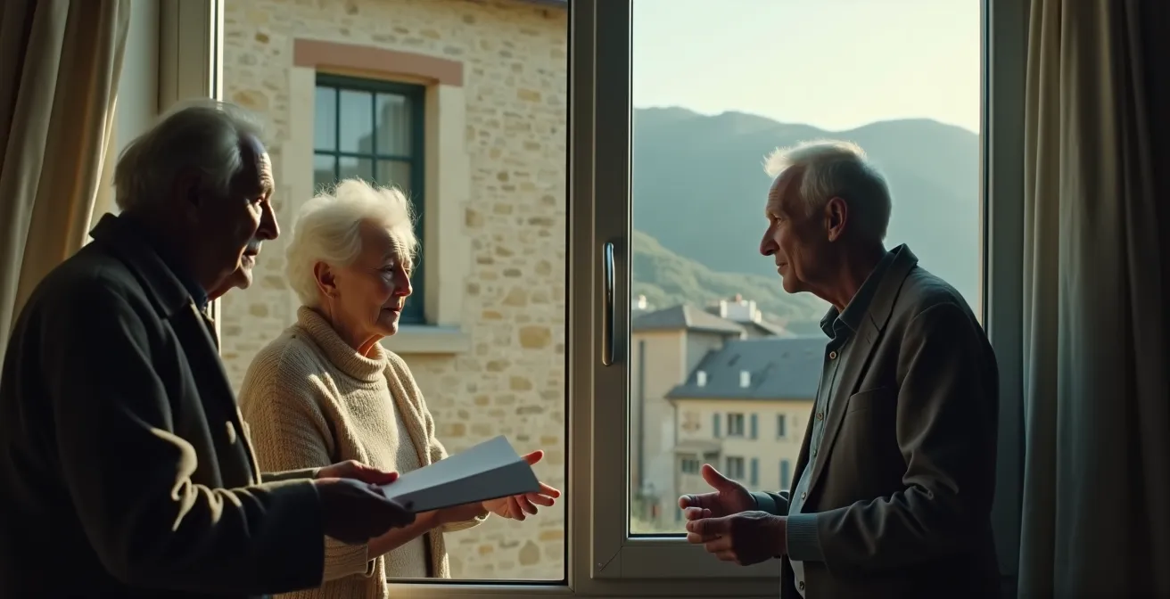 Contraste visuel entre un senior rural isolé et un senior urbain connecté