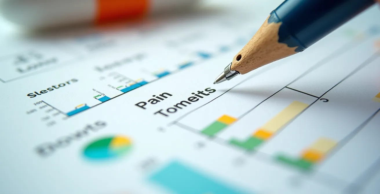 Vue macro d'un carnet de suivi santé ouvert avec des graphiques colorés et une main tenant un stylo