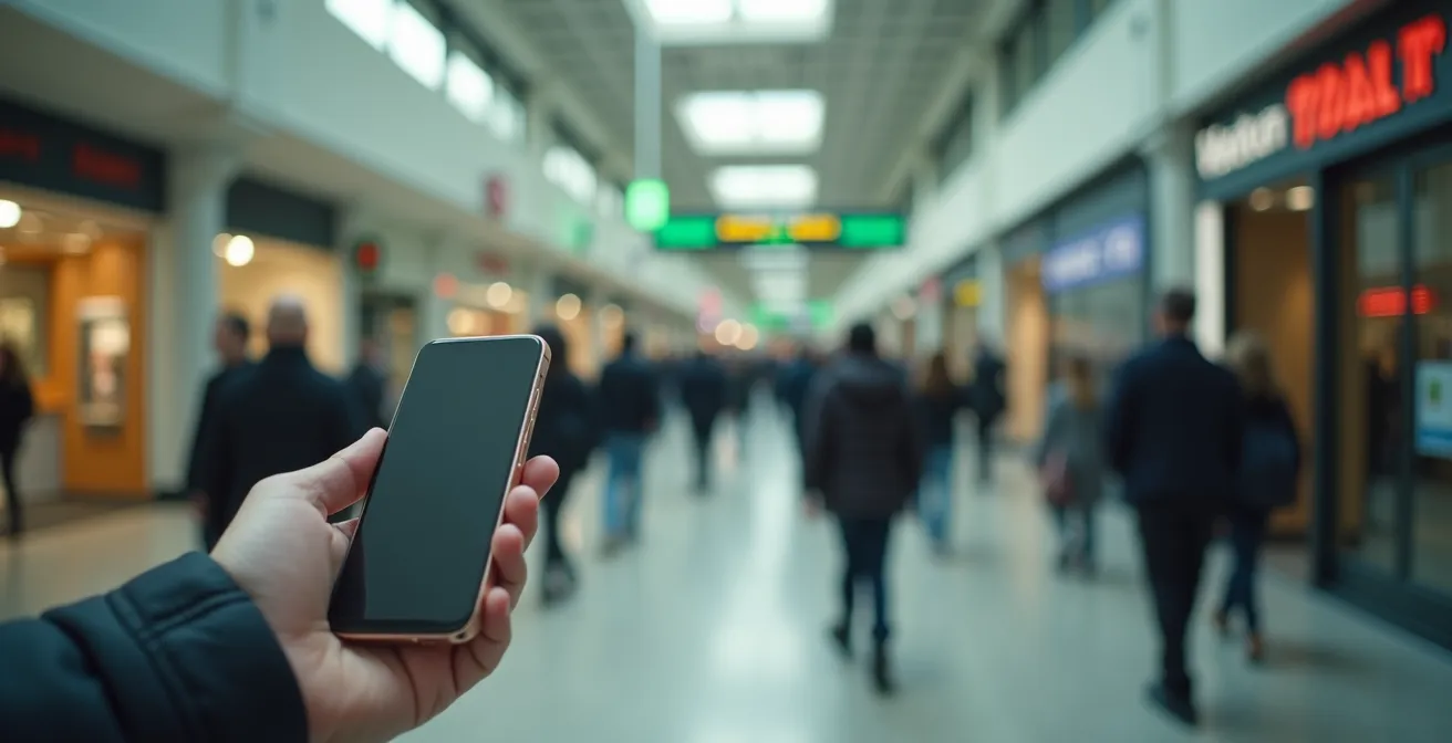 Main tenant un smartphone montrant une carte de localisation de défibrillateurs en France