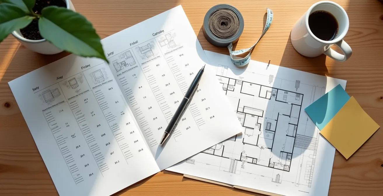 Bureau avec calendrier et documents de planification pour travaux d'adaptation MaPrimeAdapt